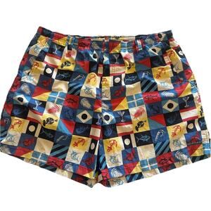 COLUMBIA PFG Men’s XL OMNI-SHADE Swim Trunks Colorful SAILING FLAGS SHORTS Fish